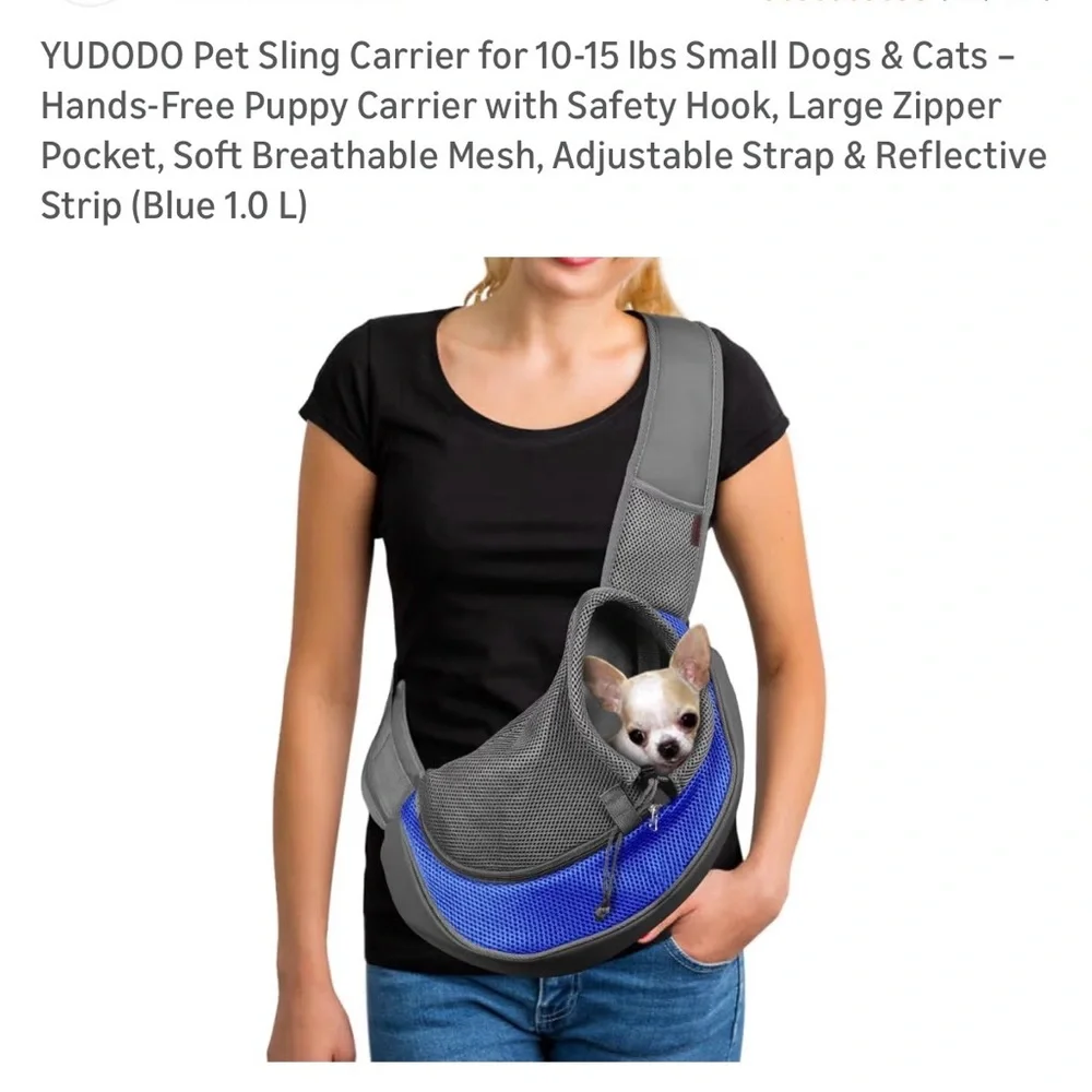 Gray and Blue Pet Sling Carrier for Small Pets